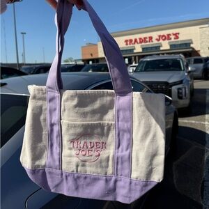 Viral Trader Joe’s mini Lavender-Trim Canvas Tote Bag